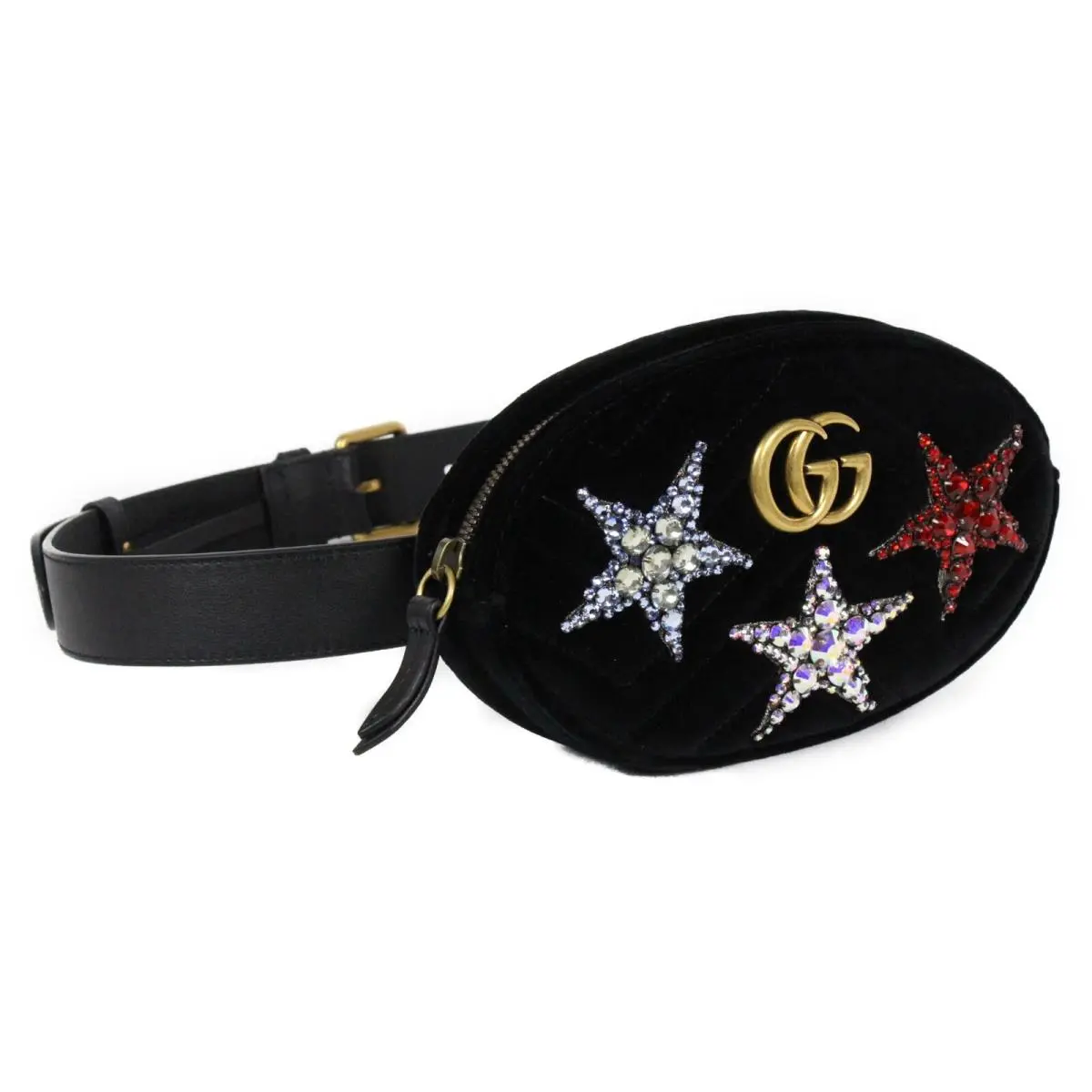 Gucci 476434 GG Marmont Soft Velvet Crystal Stars Beltbag