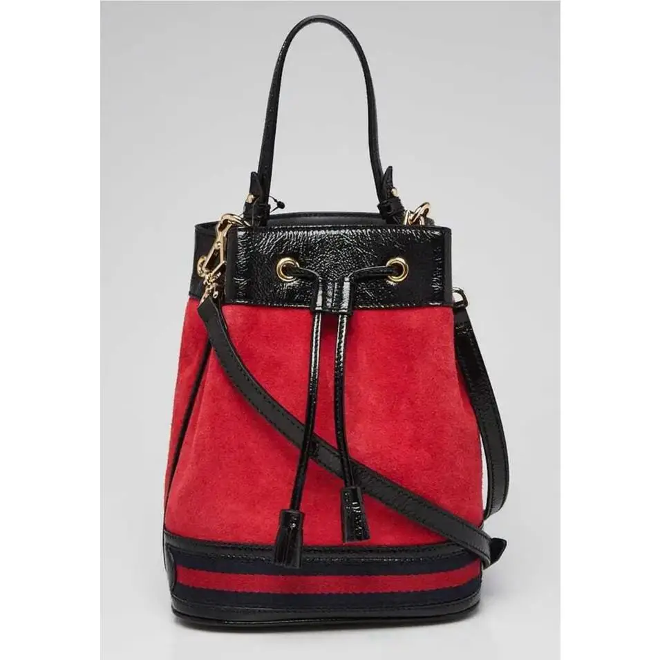 Gucci Ophidia Mini Bucket Bag Womens Small Red Suede Convertible Crossbody