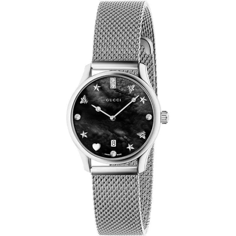 Gucci Women`s G-timeless Diamond Mother of Pearl Watch - YA1265001