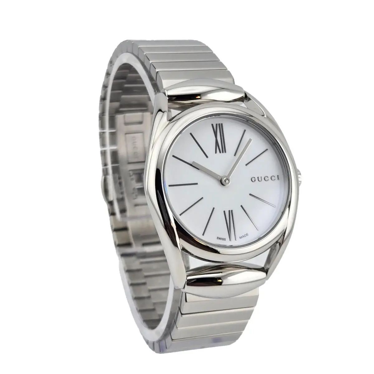Horsebit Women`s White Dial Roman Numerals Watch - YA140505 by Gucci