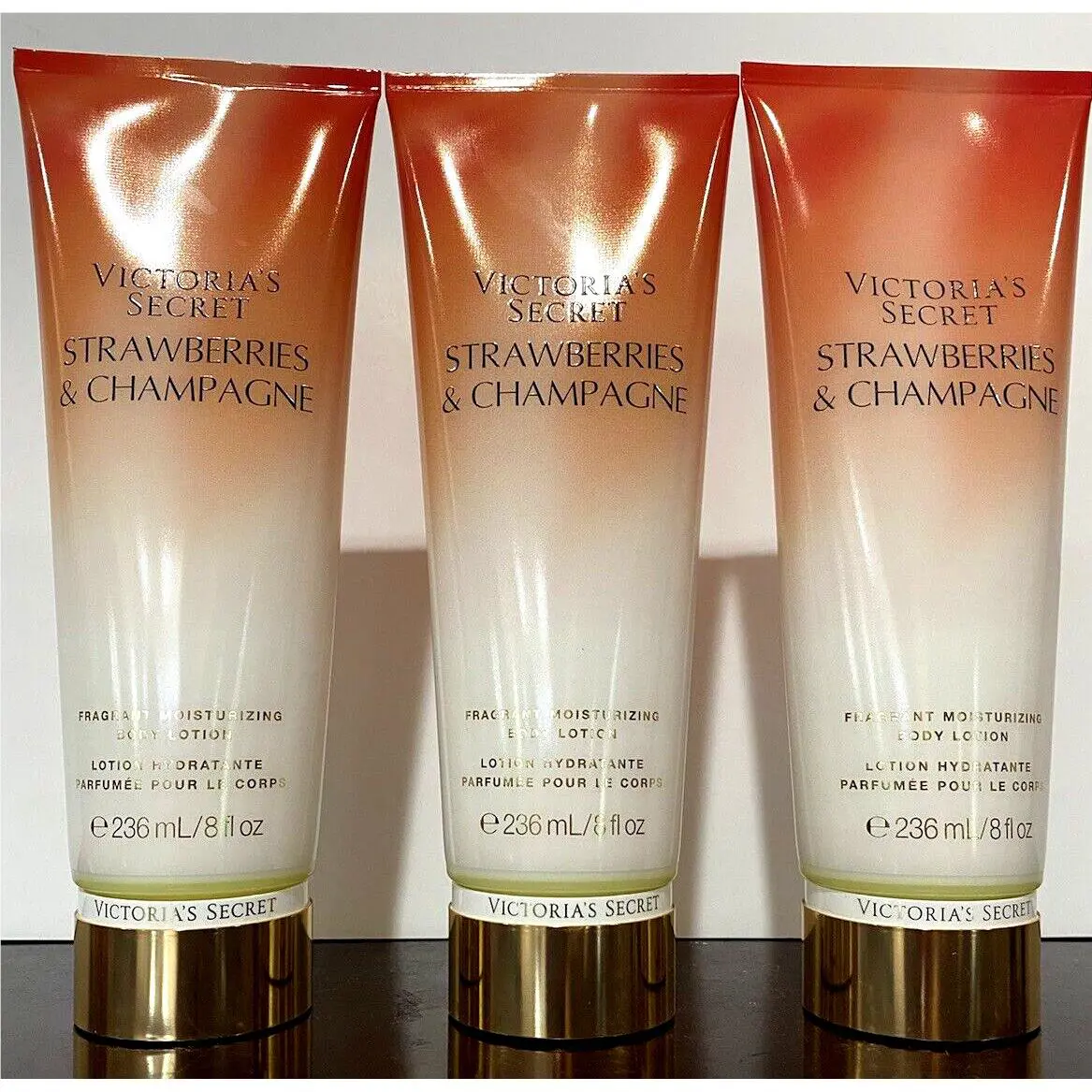 Victoria`s Secret Lot OF 3 Strawberries Champagne Body Lotions