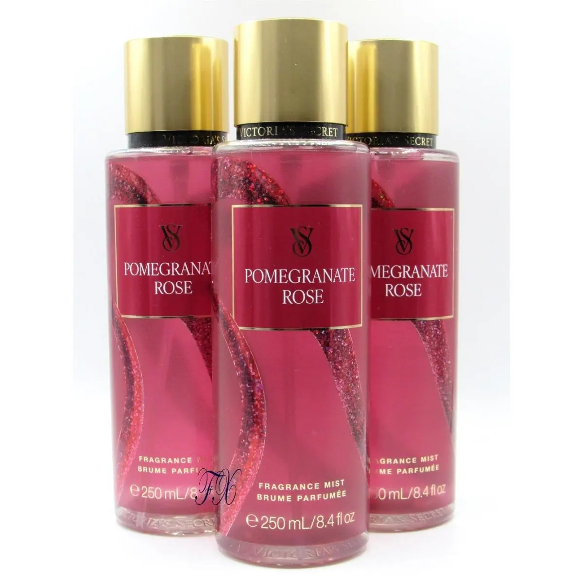 Victoria`s Secret Pomegranate Rose Fragrance Mist 8.4 FL OZ Lot OF 3 Pcs