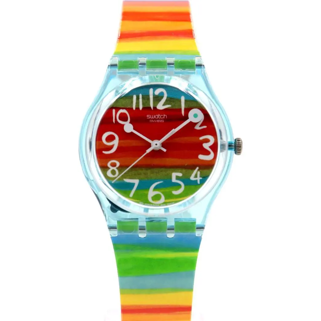 Swatch Originals Color The Sky Rainbow Plastic Watch 35mm GS124