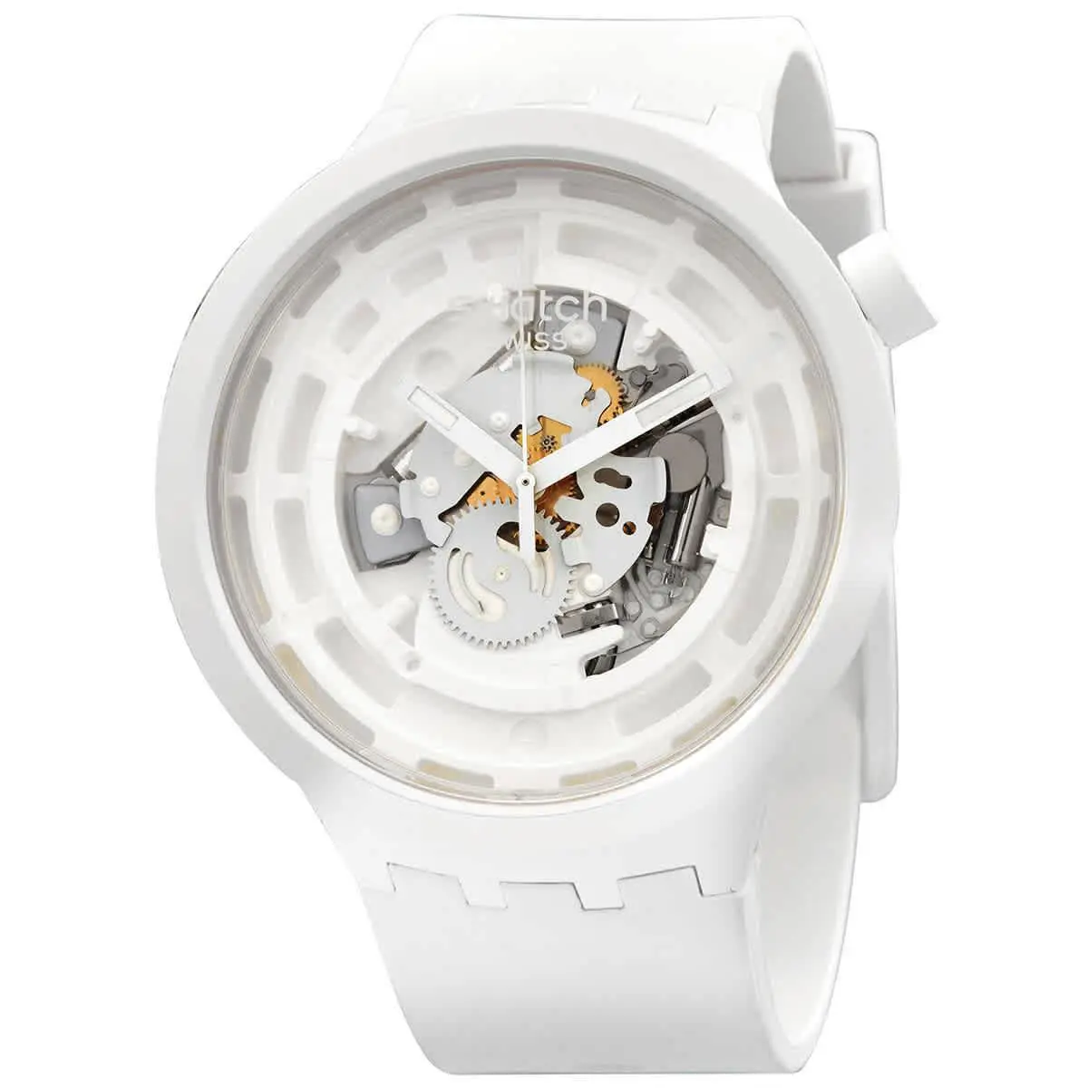 Swatch C-white Quartz Skeleton Dial Men`s Watch SB03W100