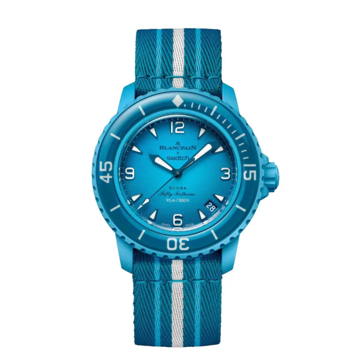 Blancpain x Swatch Blue Lagoon S035L400 Bioceramic Blue 42 mm Diver Watch