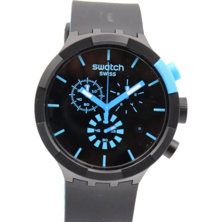 Swiss Swatch Big Bold Chrono Checkpoint Blue Men Watch 47mm SB02B401