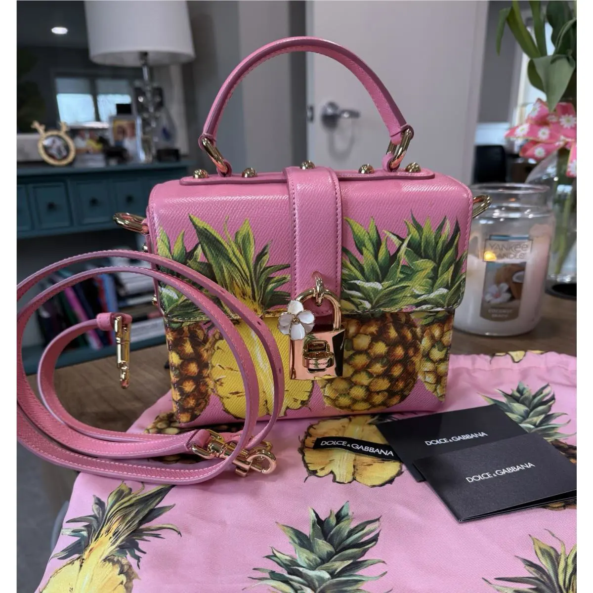 Dolce Gabbana Pink Pineapple Box Bag Handbag