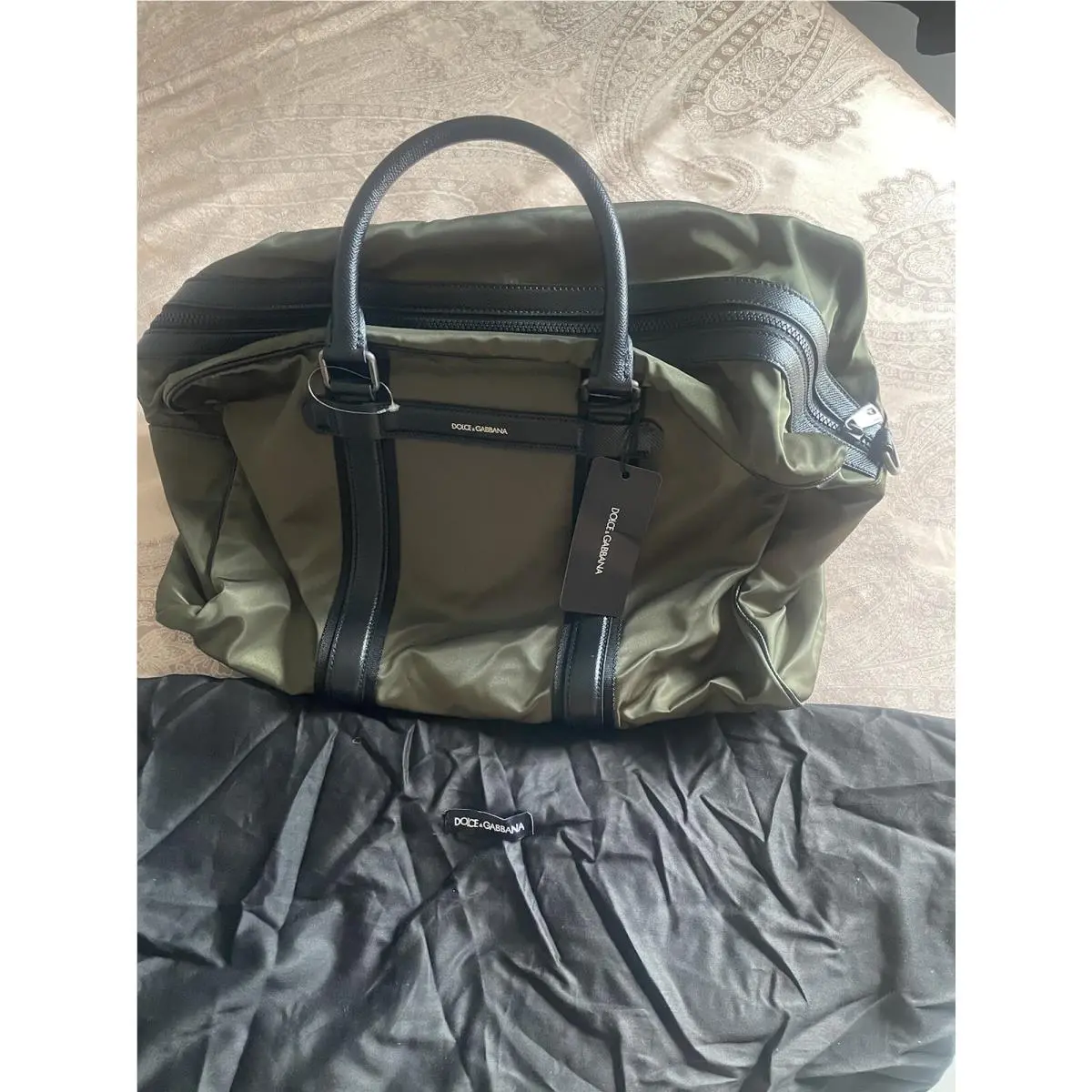 Dolce Gabbana Unisex Green Nylon/leather Duffle Bag by Dolce & Gabbana
