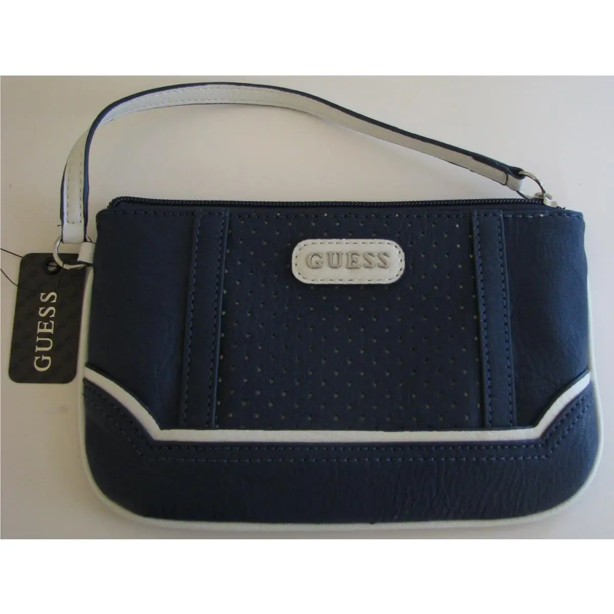New-guess Blue Navy Multi Mariola Slg Style Texture Wristlet Wallet Clutch