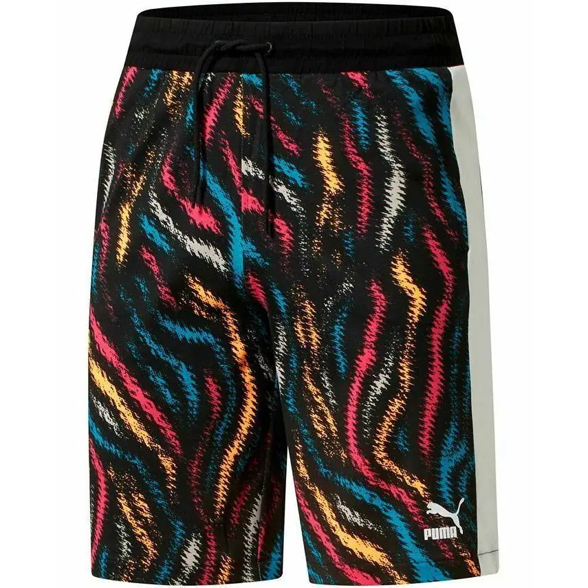 Puma Wild Pack All Over Print Shorts Multicolor W White Stripe Mens Large