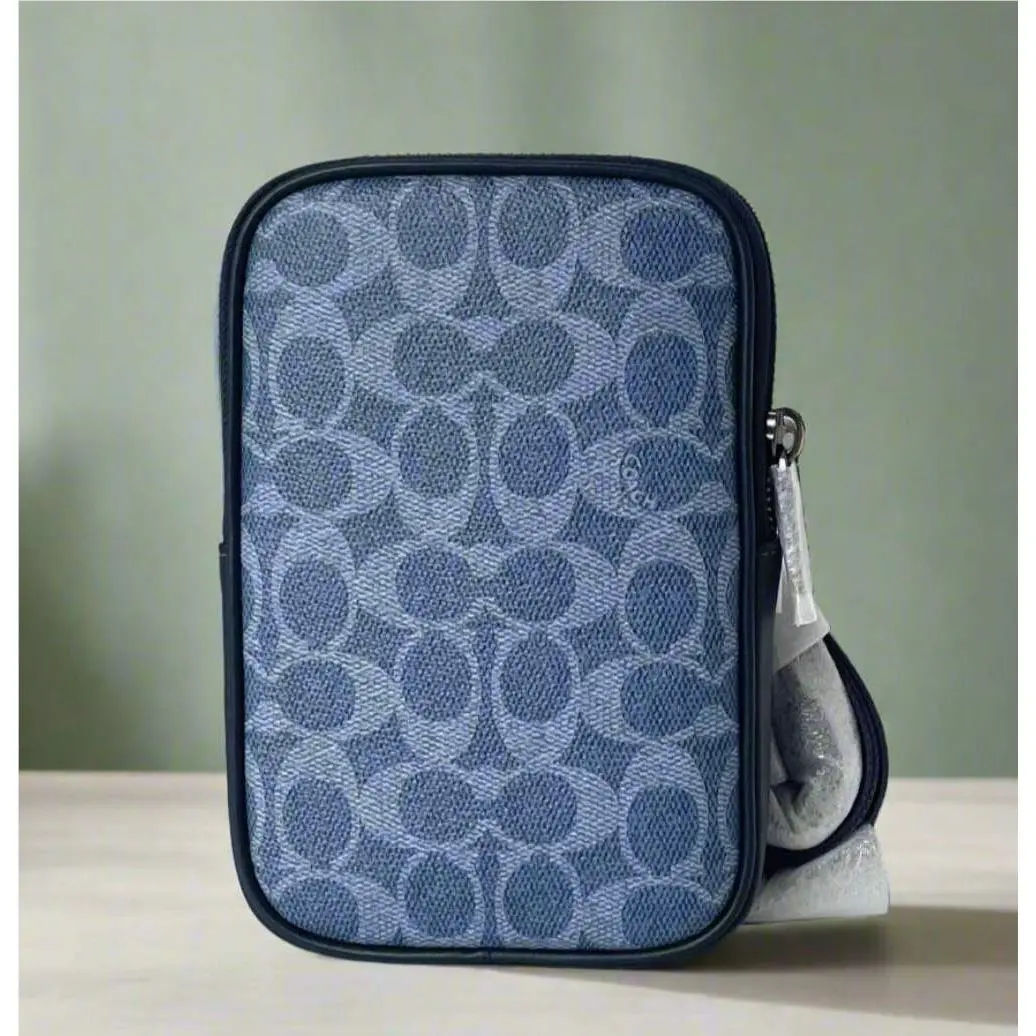Coach Aden Crossbody Bag CW364 Blue Signature Canvas Leather Org Pkg