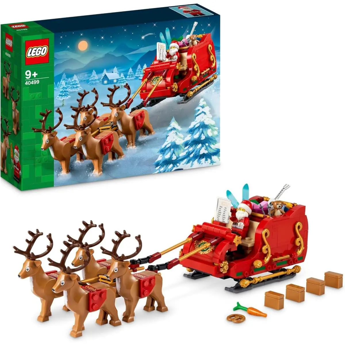 Lego Santa`s Sleigh Christmas Toy Set with Reindeer Santa Figurine 40499