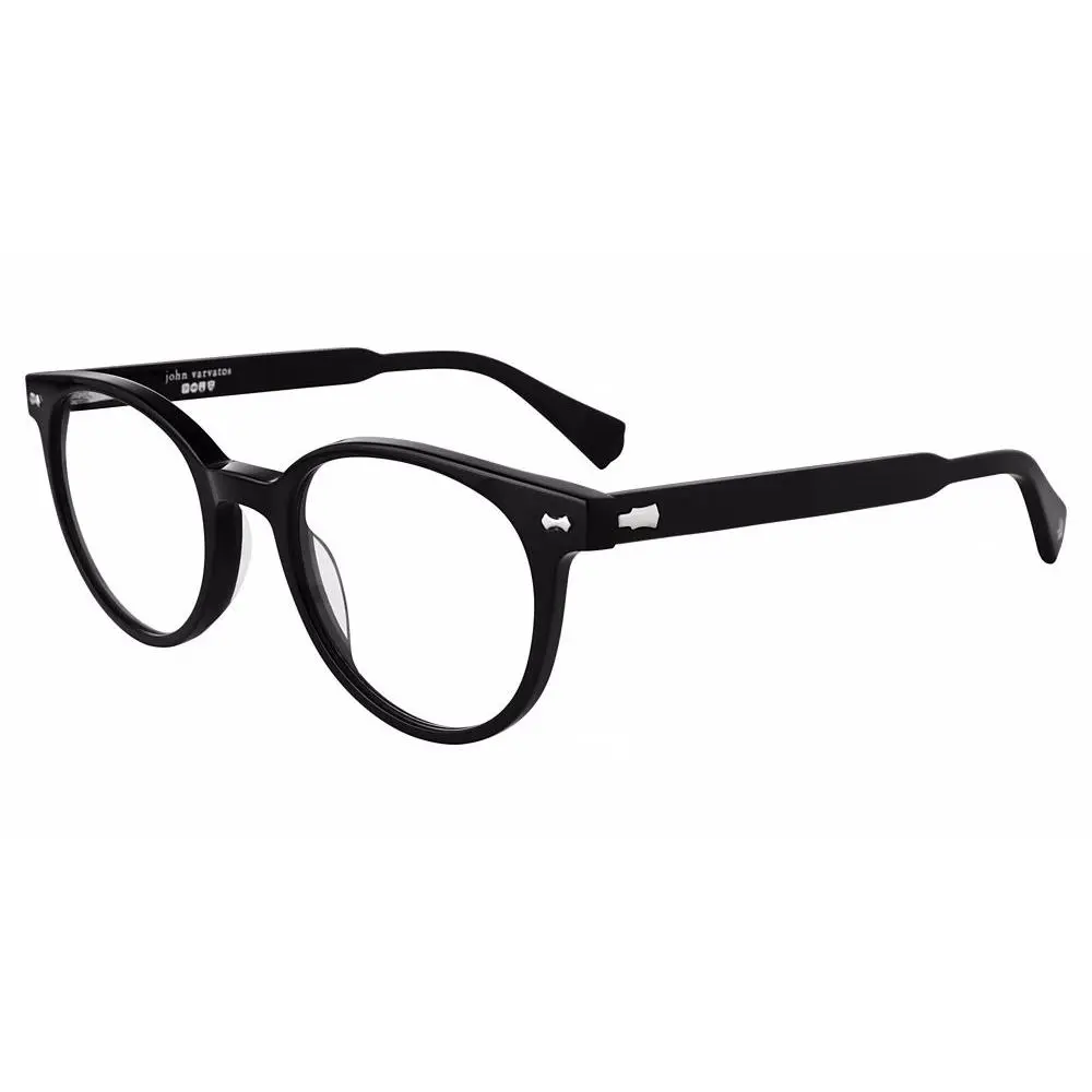 John Varvatos VJV434 0BLA Eyeglasses Men`s Black Full Rim Round Shape 48mm