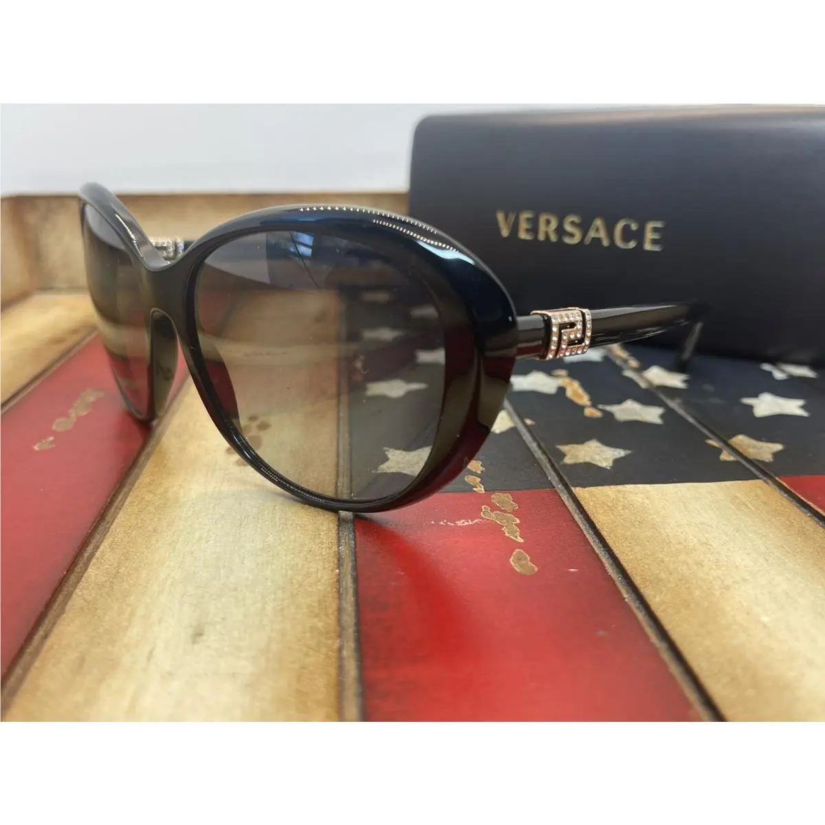 Versace VE4324B GB1 Black Butterfly Style Sunglasses 57MM Option To Add RX
