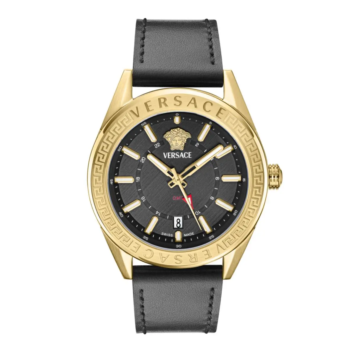 Versace Mens Gold 42mm Strap Fashion Watch