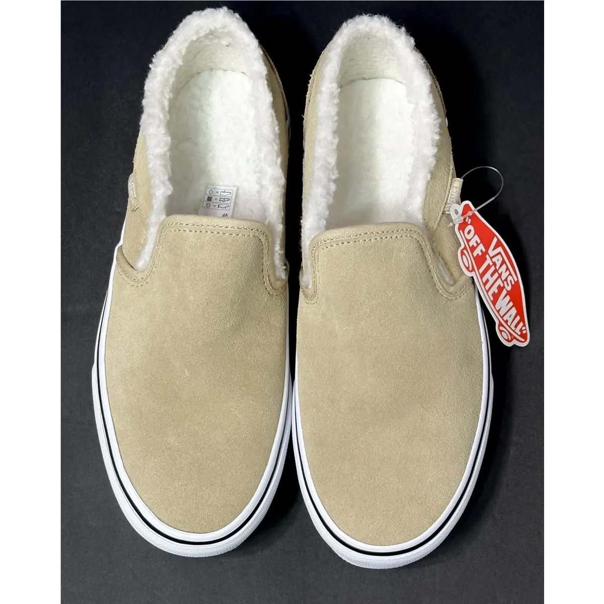 Vans Slip On Suede Sherpa Asher Sneakers Desert Taupe Beige Women’s Size 8.5