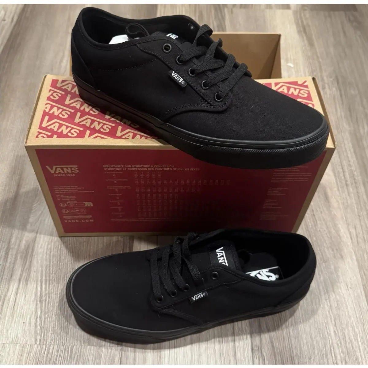 Vans Atwood Black Canvas Skate Shoes Men`s Size 10.5 VN000TUY186 - Black