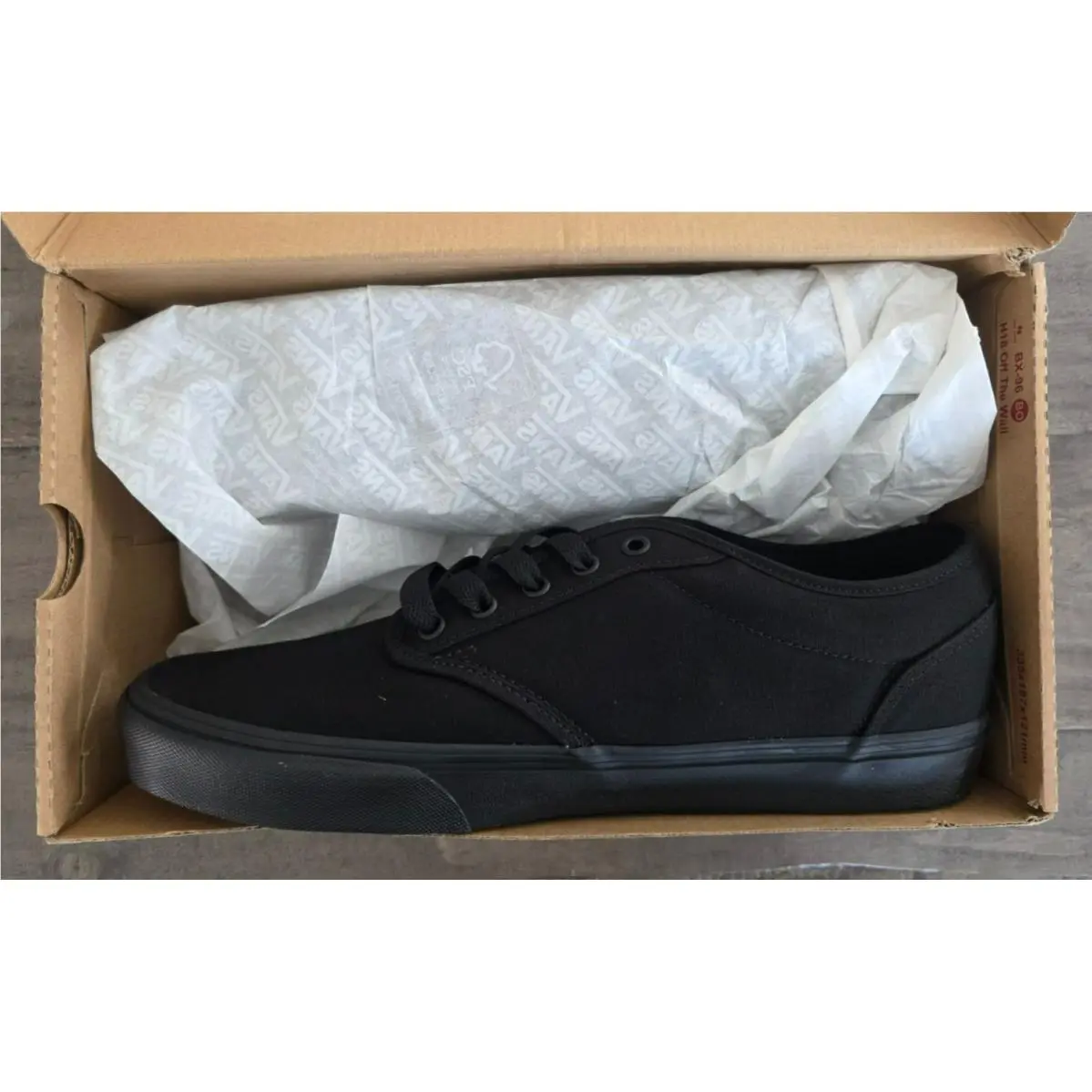 Size 12 Vans Men`s Atwood Black Canvas Skateboard Sneakers Style VN000TUY1861 - Black