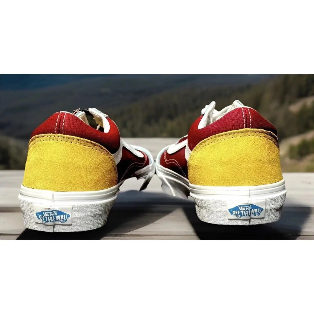 Vans shoes - Vans Old Skool Retro - Old Skool Retro - Vans Old Skool Retro - Red, Pastel Blue, Yellow & White (UPC: 193395942052) 0