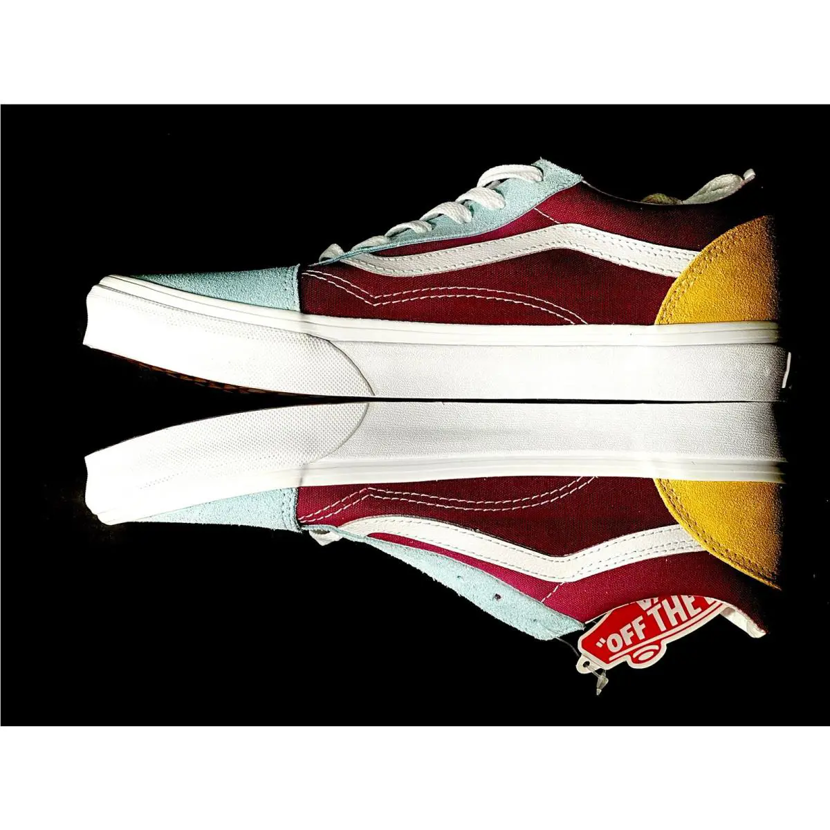 Vans shoes - Vans Old Skool Retro - Old Skool Retro - Vans Old Skool Retro - Red, Pastel Blue, Yellow & White (UPC: 193395942052) 3