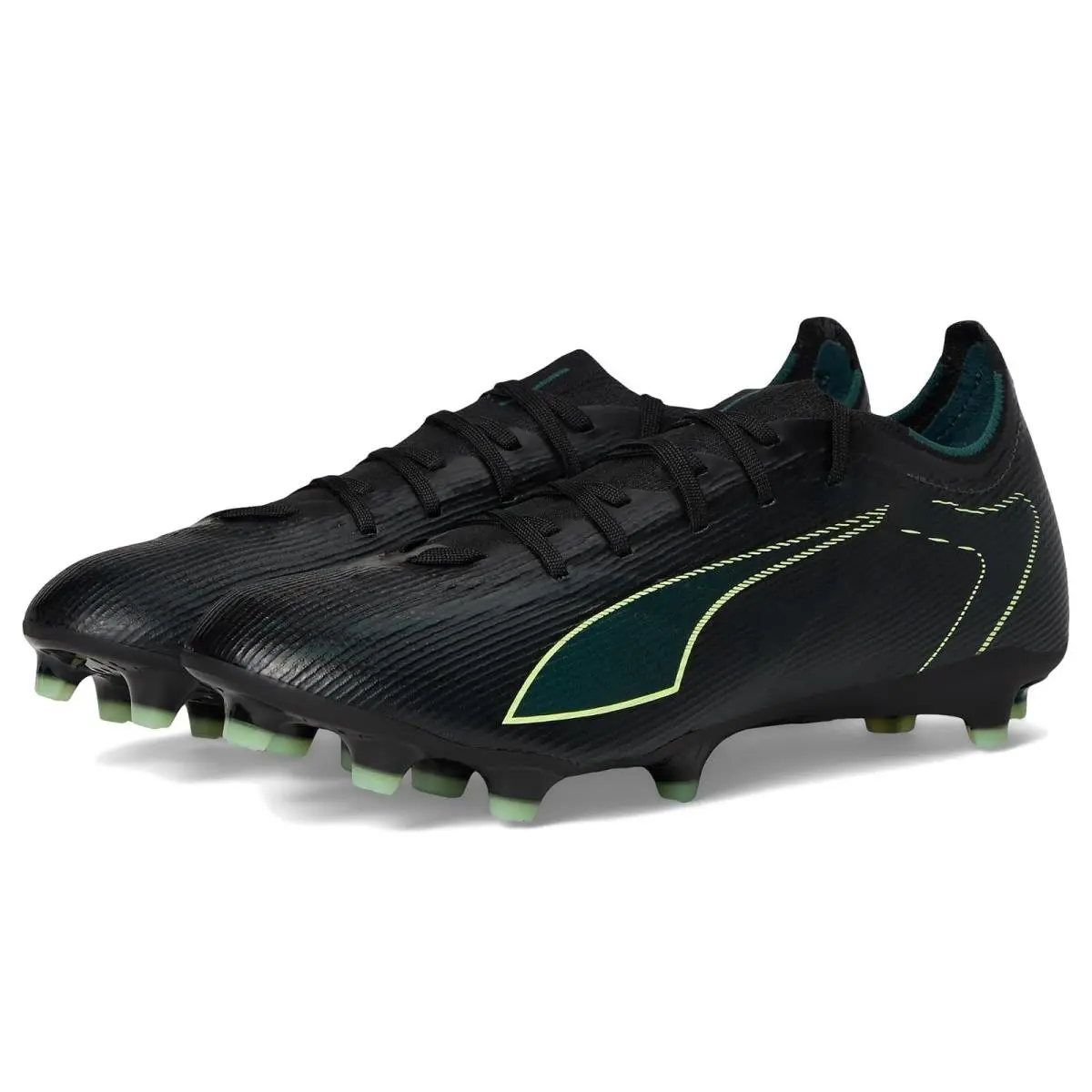 Man`s Shoes  Ultra 6 Match Firm Artificial Ground Soccer Cleats Black/Fizzy Light/Green Terrain by Puma