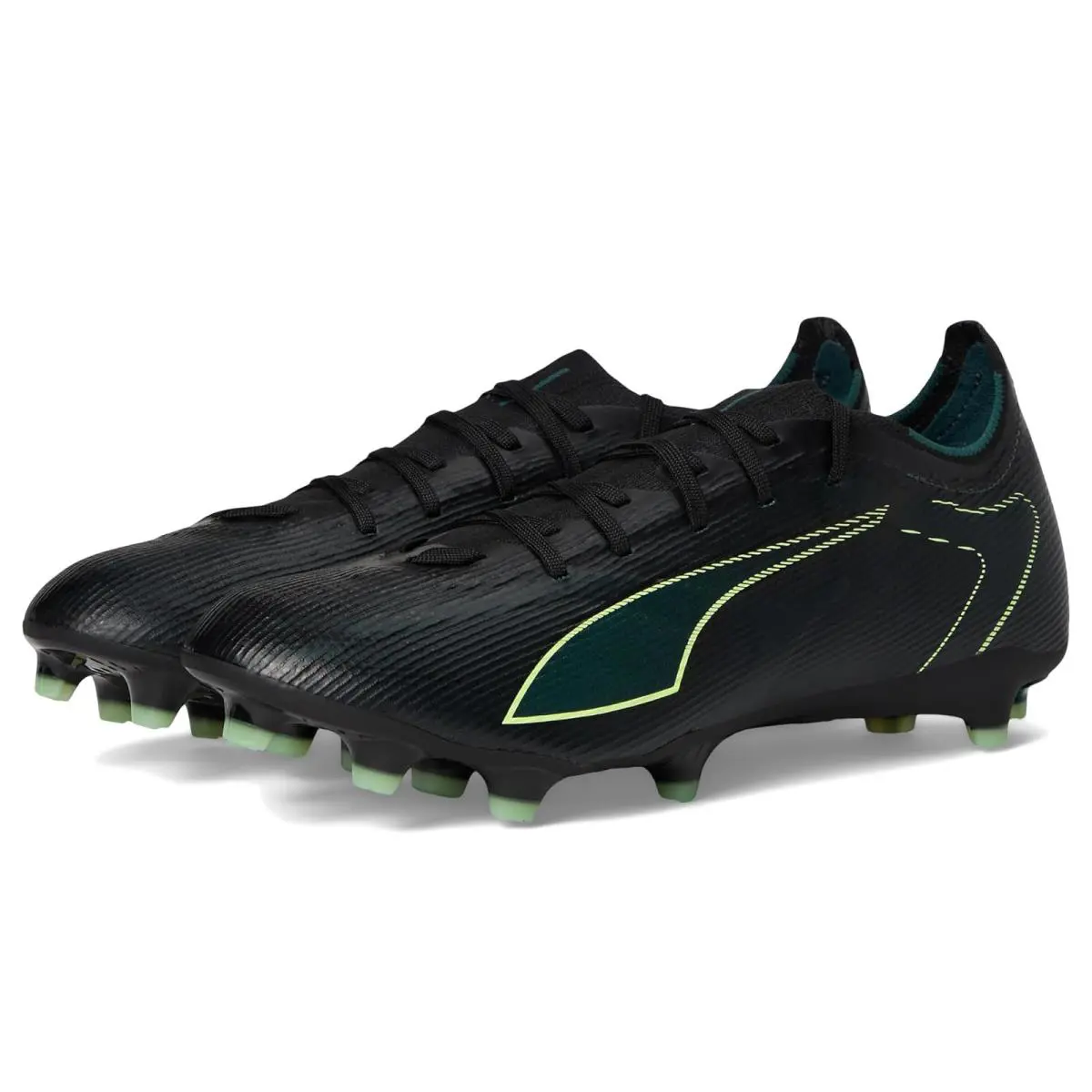Man`s Shoes Puma Ultra 6 Match Firm Artificial Ground Soccer Cleats Black/Fizzy Light/Green Terrain