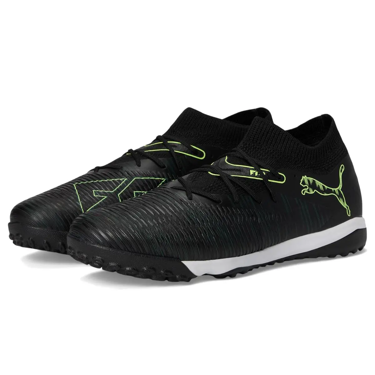 Man`s Shoes Puma Future 8 Match Turf Trainer Soccer Cleats Black/Fizzy Light/Green Terrain