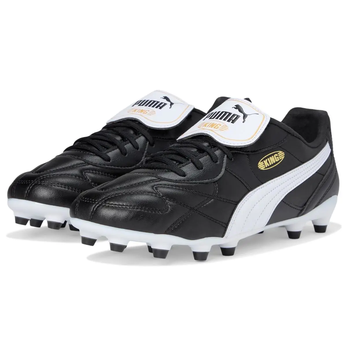 Man`s Shoes Puma King Top Firm Artificial Ground Soccer Cleats Black/White/Gold