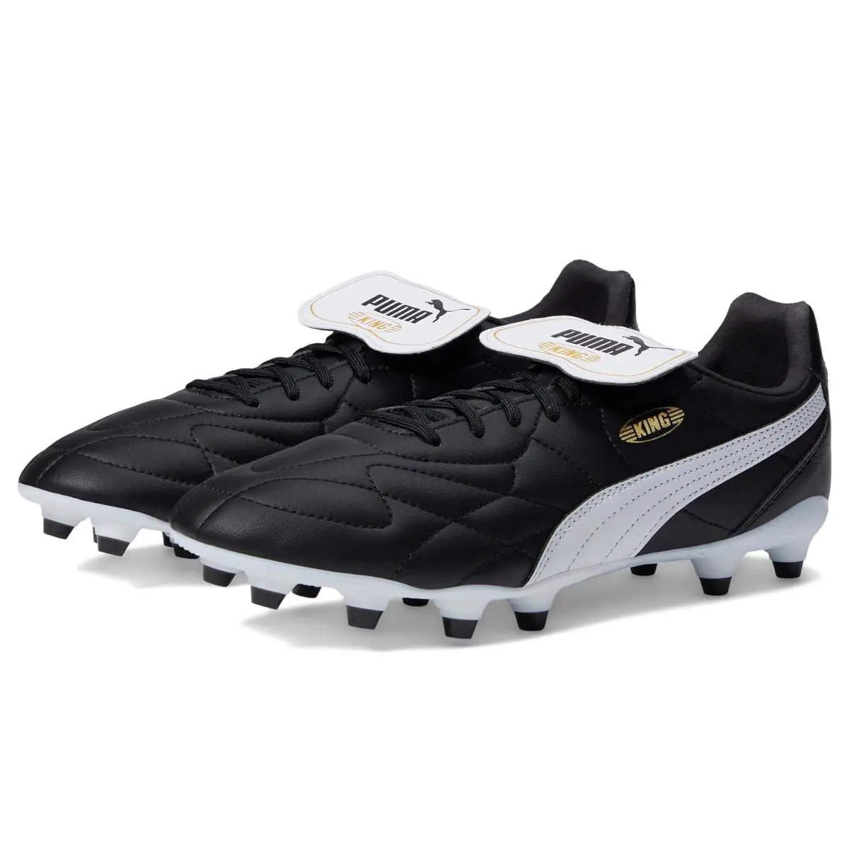 Man`s Shoes Puma King Top Firm Artificial Ground Soccer Cleats PUMA Black/PUMA White/PUMA Gold