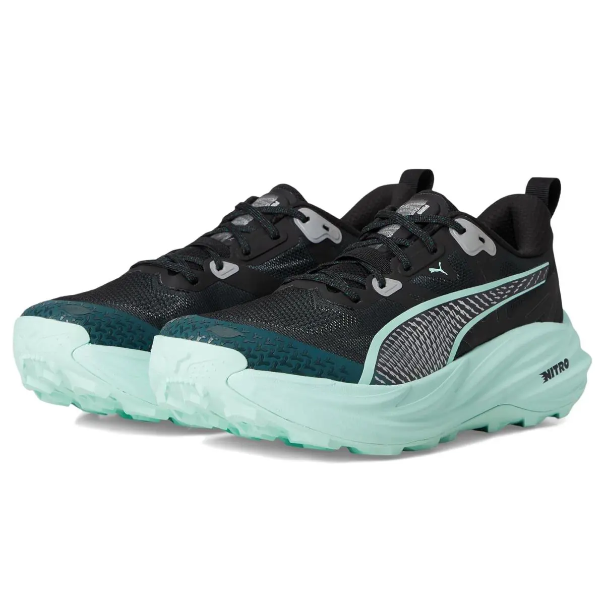 Man`s Sneakers Athletic Shoes Puma Voyage Nitro Trail Running Shoes - Green Terrain/Mint Melt