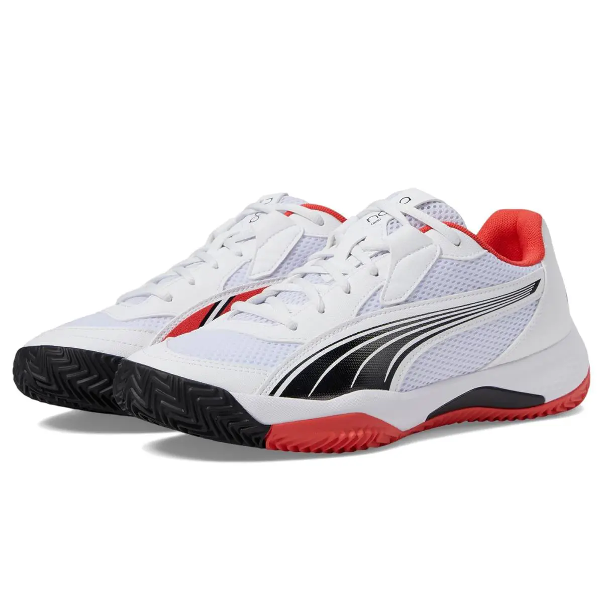 Man`s Sneakers Athletic Shoes Puma Nova Court Pickleball Shoes - Puma White/Puma Black/Active Red