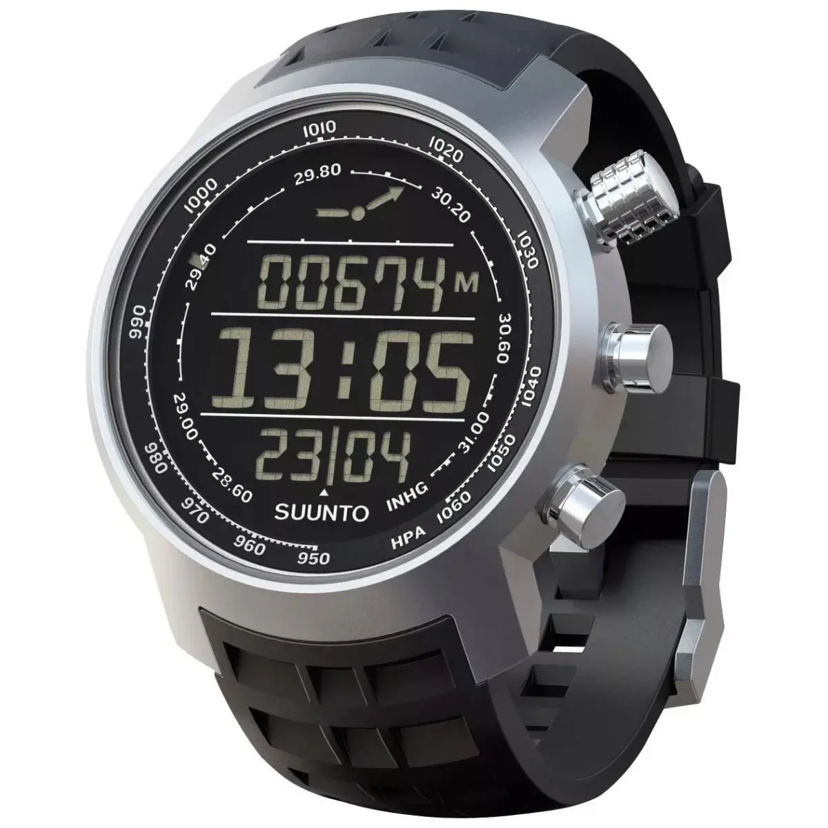 Suunto Elementum Terra Altimeter Barometer Compass Mens Sports Watch SS014522000 - Dial: Black, Band: Black, Bezel: Silver