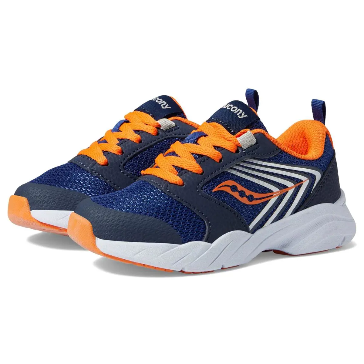 Boy`s Sneakers Athletic Shoes Saucony Kids Wind Fst Little Kid/big Kid - Navy/Orange