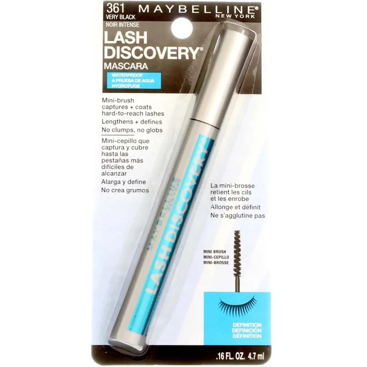 Maybelline 4-PACK Lash Discovery Waterproof Mascara Very Black 361 0.16 fl oz