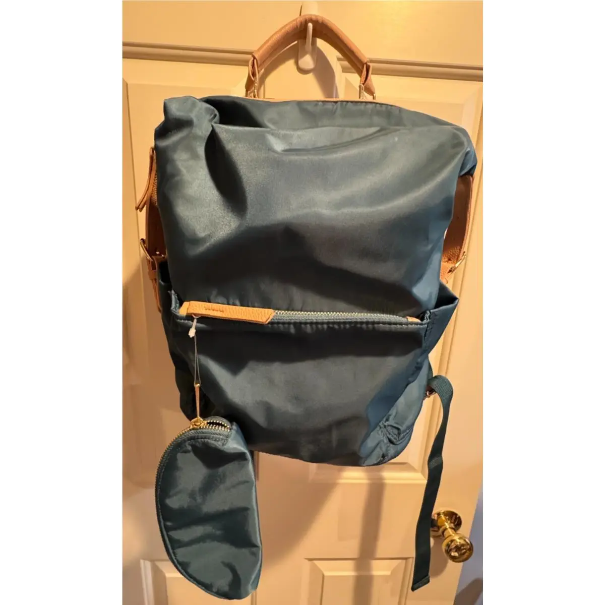 Tommy Bahama Nylon Campus Backpack Green Leather Trim Pencil Case