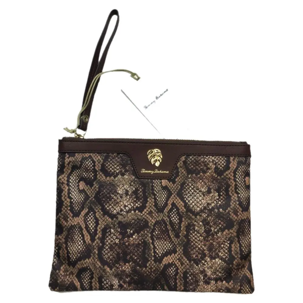 Siesta Key Wet Bikini Bag Neutral Snakeskin Brown Womens by Tommy Bahama