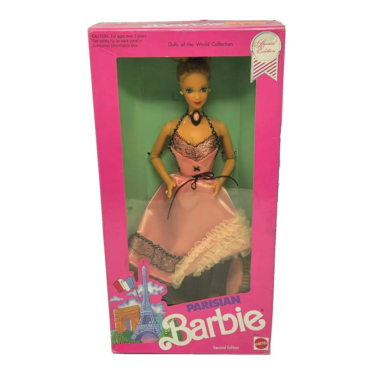Vintage 1990 Parisian Barbie Dolls OF The World 9843 Mattel
