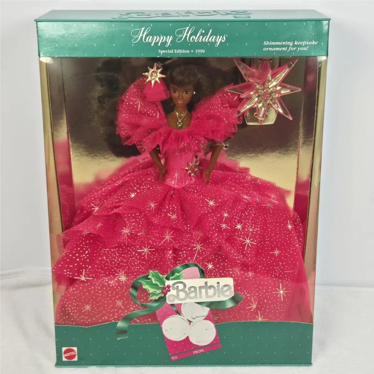 1990 Happy Holidays Barbie African American Vtg Mattel 4543 Nrfb