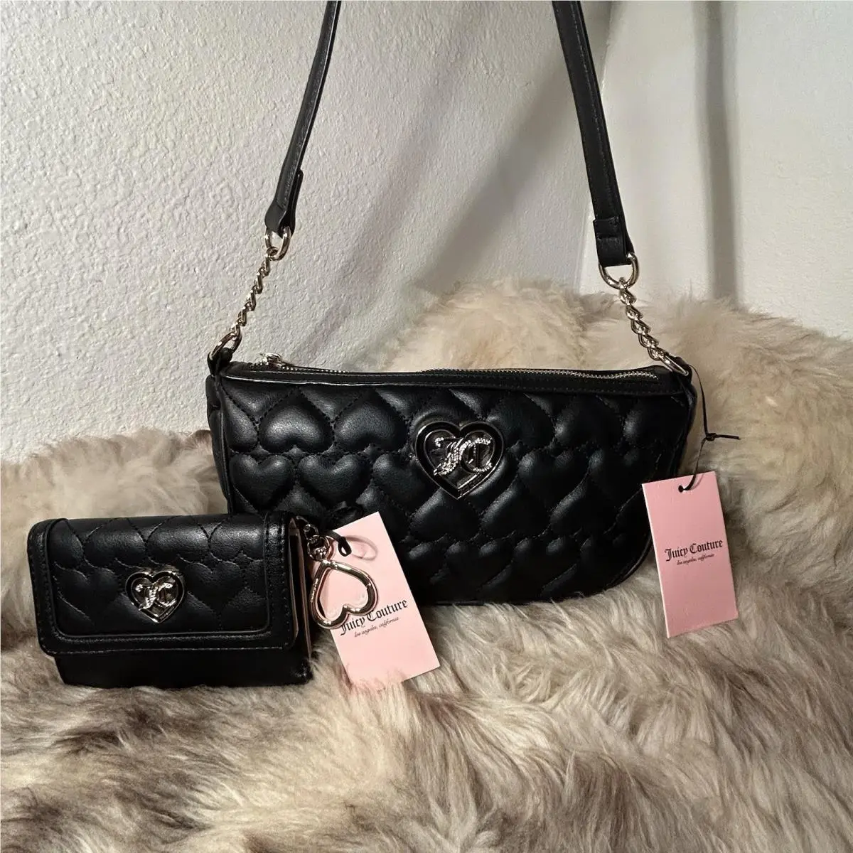 Juicy Couture Flawless Shoulder Bag Wallet Set - Liquorice Black