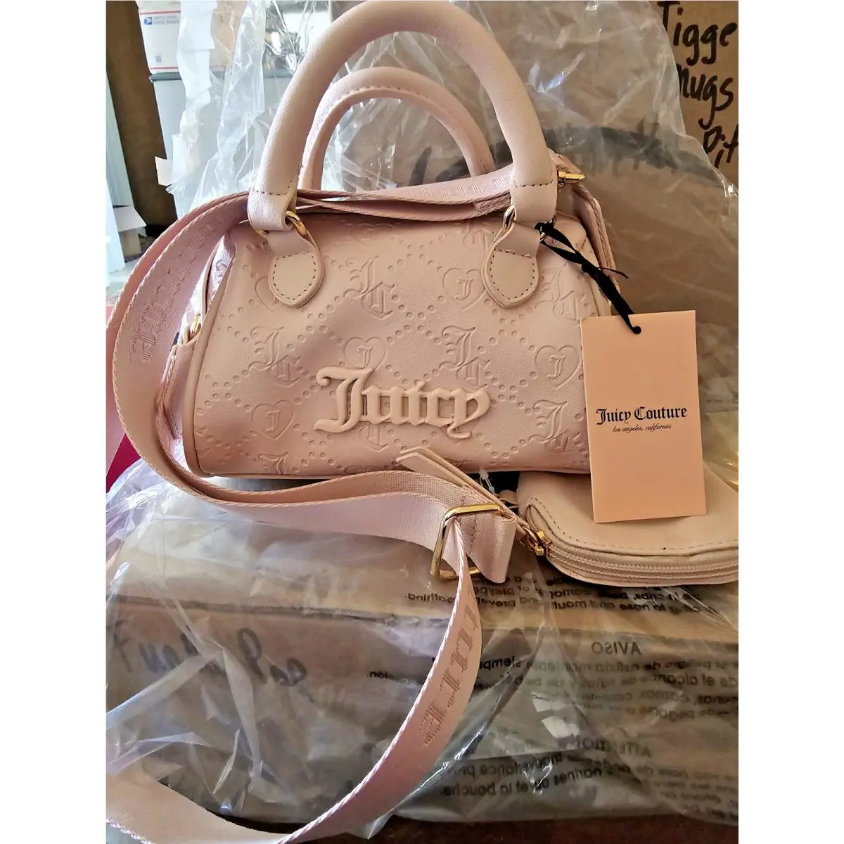 Juicy Couture Purse with Coin Pouch Blush Pink in Bag