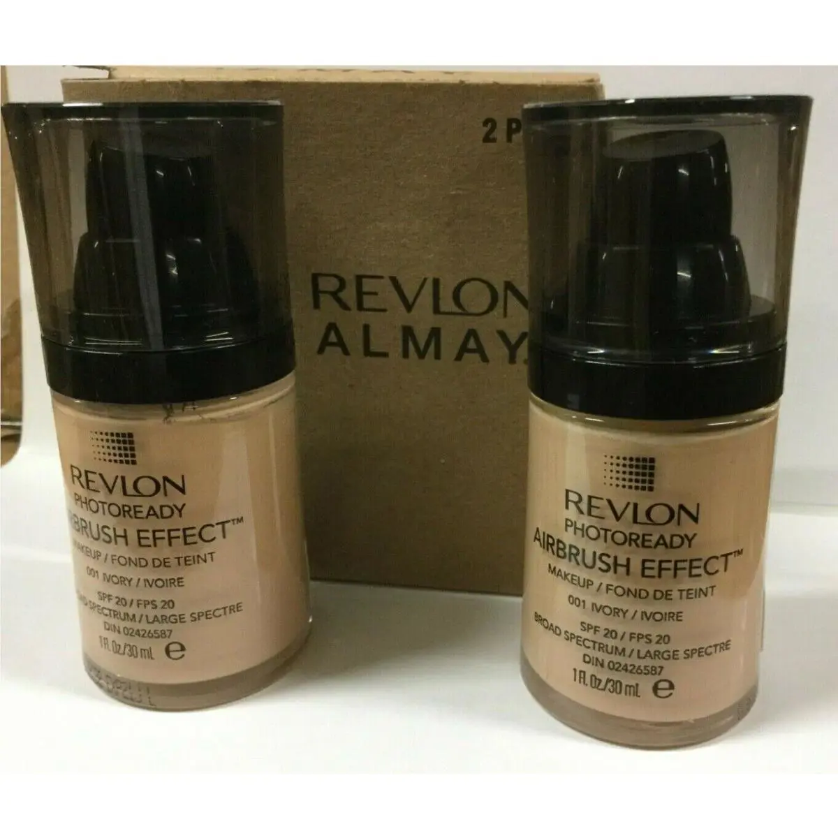 2 X  Photoready Airbrush Effect Makeup Foundation IVORY #001 by Revlon