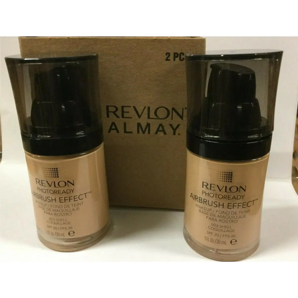 2 X  Photoready Airbrush Effect Makeup Foundation SHELL #003 by Revlon