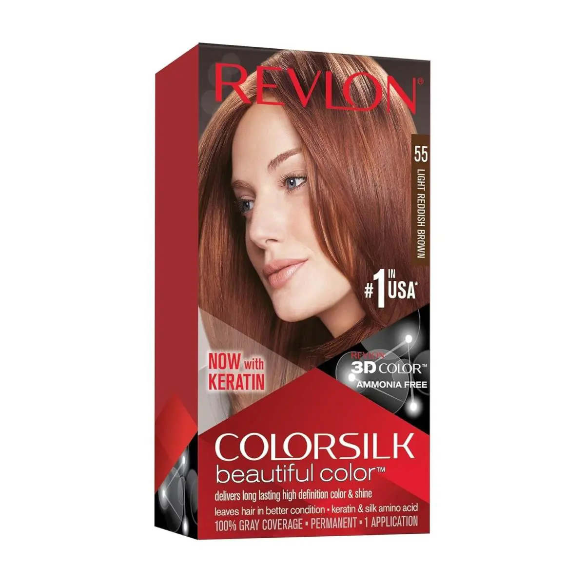 Pack of 12 - 1 Case Revlon Colorsilk Hair Color 55 Light Reddish Brown