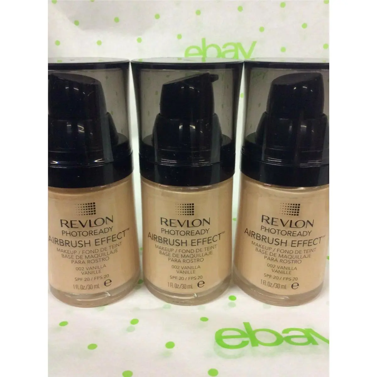 Lot OF 3 - Revlon Photoready Airbrush Effect Makeup Foundation 002 Vanilla
