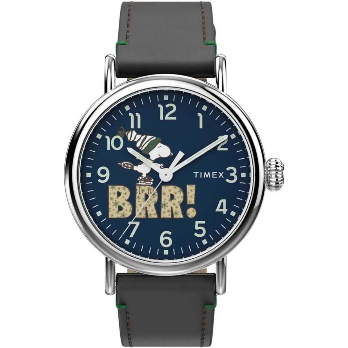Timex Unisex Watch Standard Peanuts Quartz Blue Dial Brown Strap TW2V60700VQ - Dial: Blue, Band: Brown