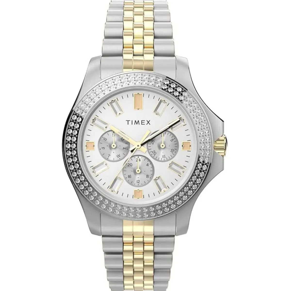 Timex Women`s Watch Silver Dial Two Tone Stainless Steel Bracelet TW2V79500VQ - Dial: Silver, Band: Silver, Yellow
