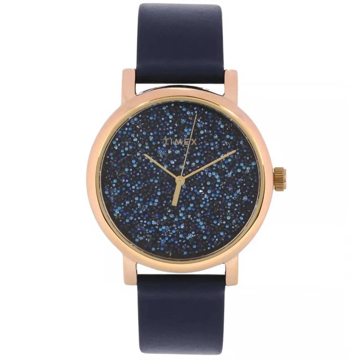 Timex Women`s Watch Crystal Opulence Quartz Blue Dial Leather Strap TW2R98100ZA