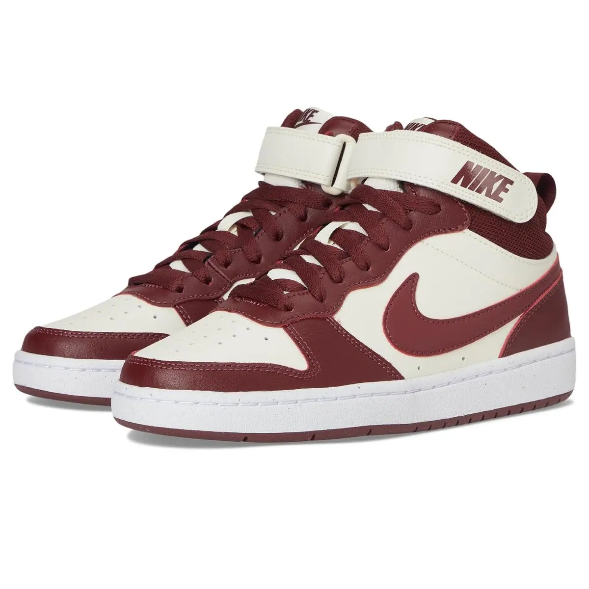 Children Unisex Shoes  Kids Court Borough Mid 2 Big Kid Soft Pearl/Dark Team Red by Nike
