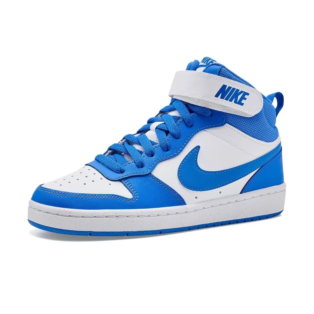 Children Unisex Shoes  Kids Court Borough Mid 2 Big Kid White/Blue Crystal/Blue Crystal/White by Nike