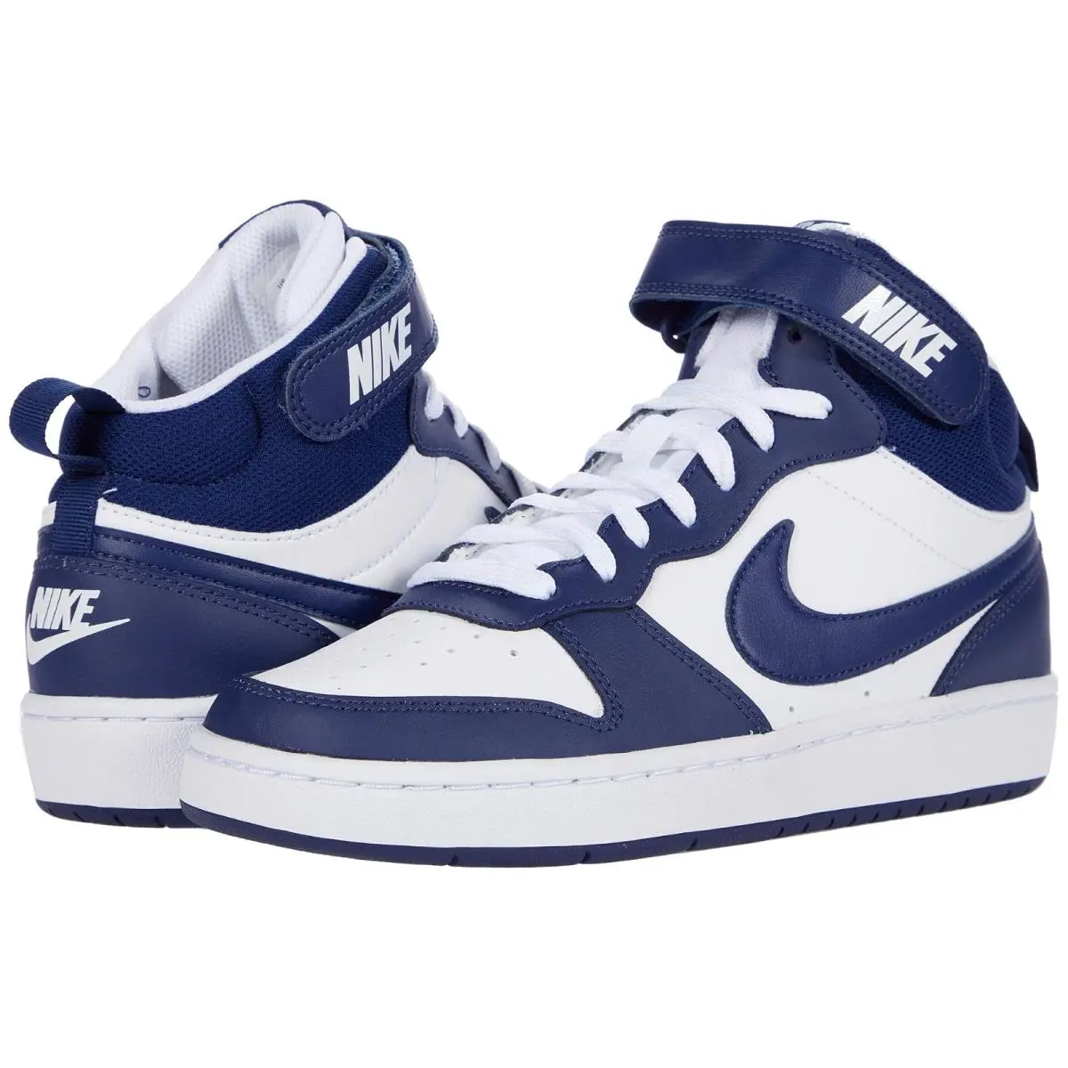 Children Unisex Shoes  Kids Court Borough Mid 2 Big Kid White/Blue Void/Signal Blue by Nike